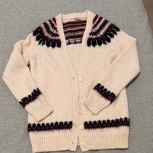 TNA Cream Sweater with Red and Black Design